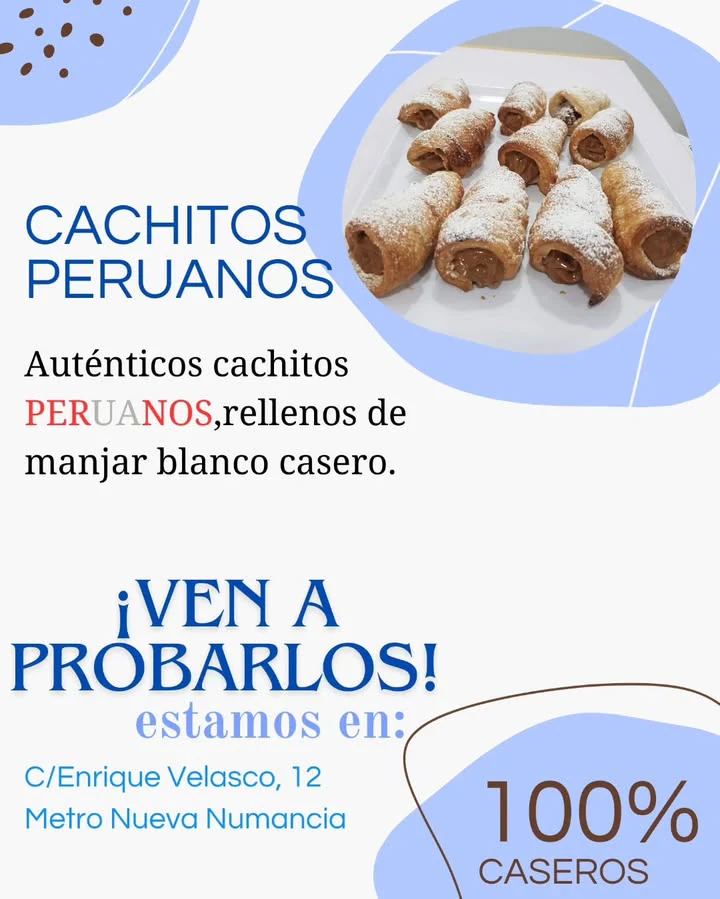 Cartel de Tartas Lucy con cachitos peruanos rellenos de manjar blanco
